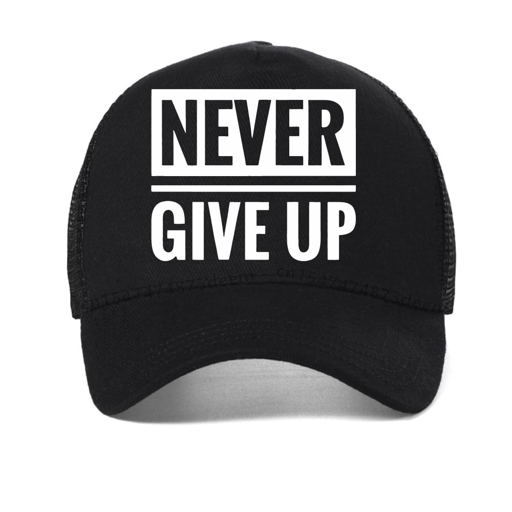 never give up Print Design baseball cap Men'S summer outdoor Adjustable Sports Caps fashion Breathable mesh Snapback hat
