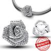 Copper Metal Full Diamond Charm Bead Components Colorful Heart Blooming Rose Round Bead Components Pendant Bead Component Compatible With Authentic