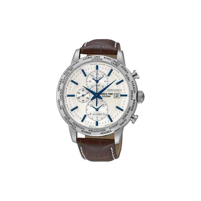 

SEIKO 100 meters waterproof, Quartz, leather strap, , same style for men and women, white dial SPL051P1