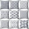 Cushion Cover Case Square Geometric Gray Throw Pillow Protector Bedding Articles