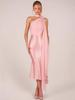 2026 Euro-Amerikanischer Stil Sexy Neckholder Satin Bodycon Kleid mit Rüschen