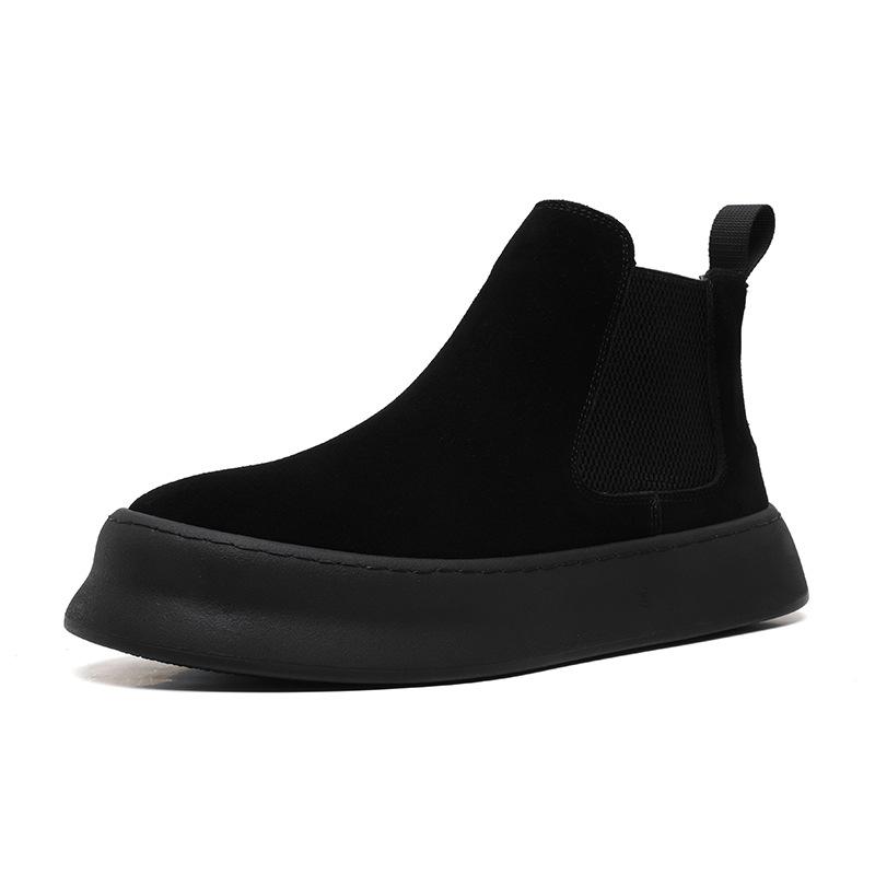 

Высокие ботинки «Челси» на толстой подошве с одной педалью, повседневные, универсальные, трендовые, для сёрфинга, японские мужские ботинки 1203-R 38 чёрный
