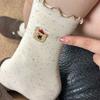 10 Pairs Socks Women's Mid-tube Socks Fungus Edge Autumn Cute Cartoon Ideas Sand Versatile Lace Bow Stockings