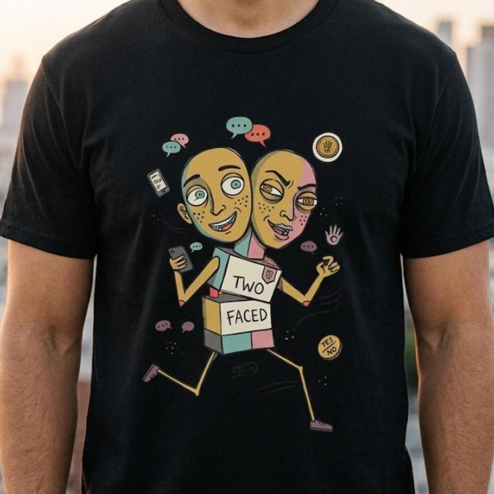 Gemini T-Shirt | Funny Dual Zodiac Illustration, Astrology Graphic Tee S