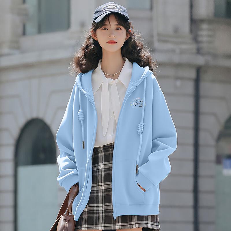 JEANSWEST Damen Locker Geschnittener Kapuzen-Cardigan mit Reißverschluss