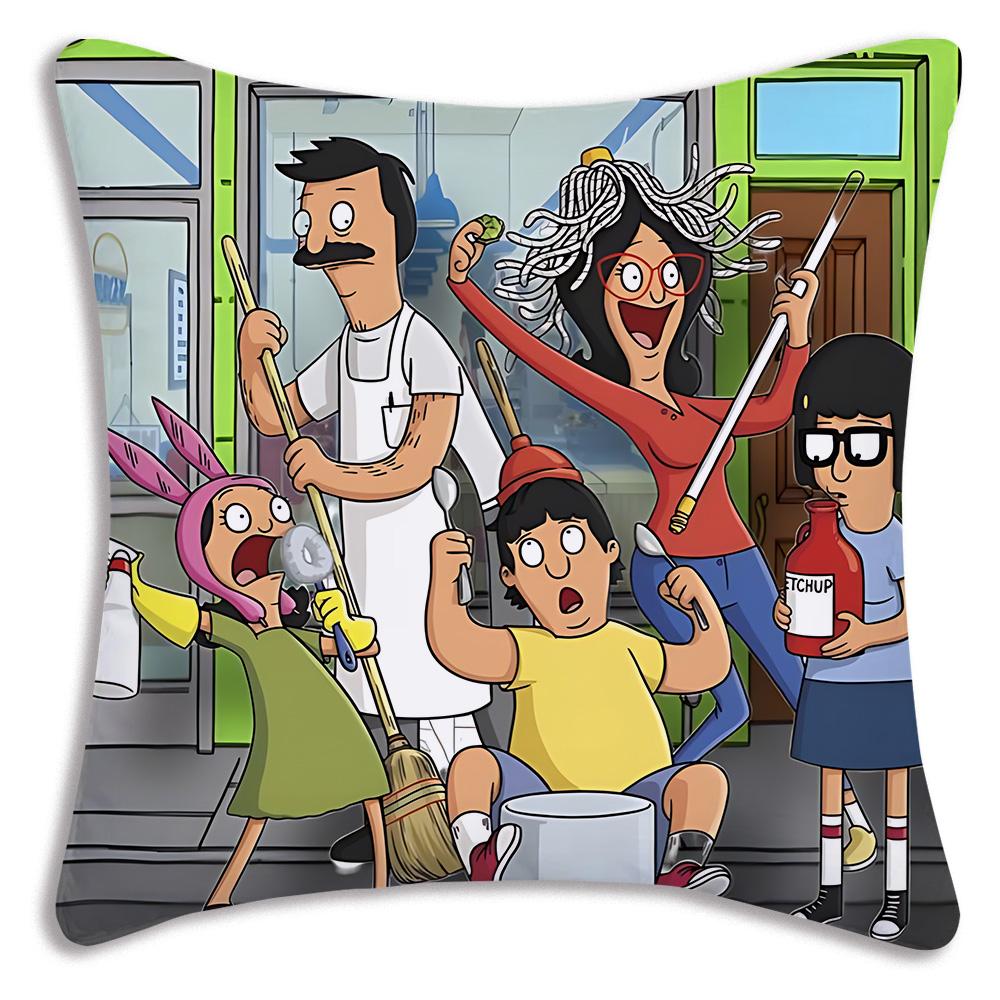 Cartoon B-Bobs B-Burgers Pillow Covers Cartoon Sofa Decorative Home Double-sided Printing Short Plush Cute Cushion Cover