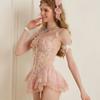Sous-vêtements sexy pour femmes à petits seins, soulève et montre la poitrine, impression et teinture florales, soutien-gorge sweet fish bone avec coussinets, affinant la taille