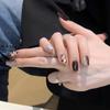 Brown and blue leopard print contrasting color pure hand-worn nail retro two-color gradual change whitening cat eye manicure patch fake nail