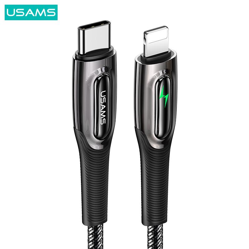 USAMS Type-C To Lightning Smart Power-off 20W PD Cable Fast Charging For iPhone 12 11 Pro Max Cable For Ipad Air Mini Data Cable