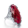 Szjinao Lujo 17*24mm Anillo Grande de Zafiro Dorado Para Mujeres Hermosa Flor Grabada Joyería Hecha a Mano Con Piedra Regalo de Tendencia Venta