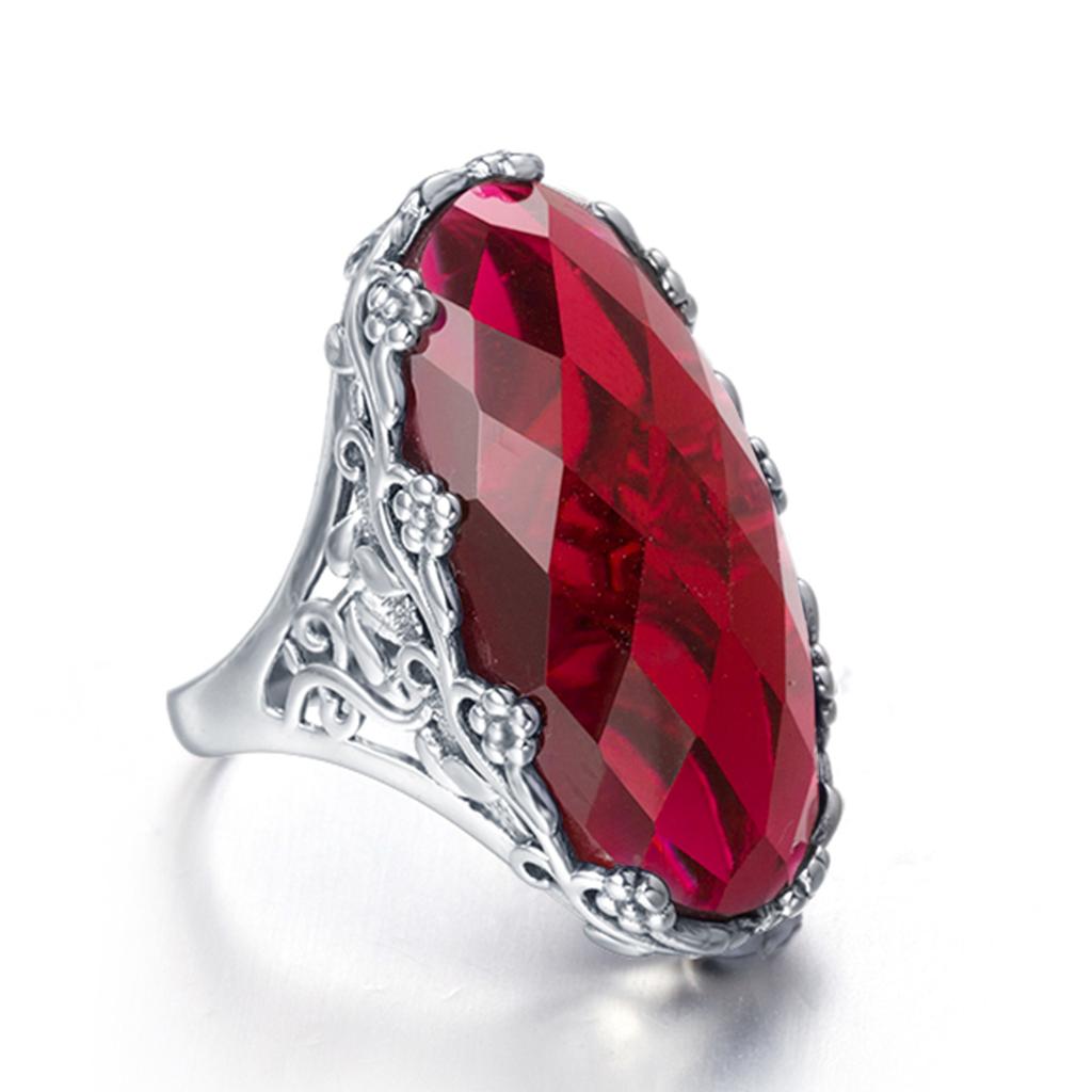 Szjinao Lujo 17*24mm Anillo Grande de Zafiro Dorado Para Mujeres Hermosa Flor Grabada Joyería Hecha a Mano Con Piedra Regalo de Tendencia Venta