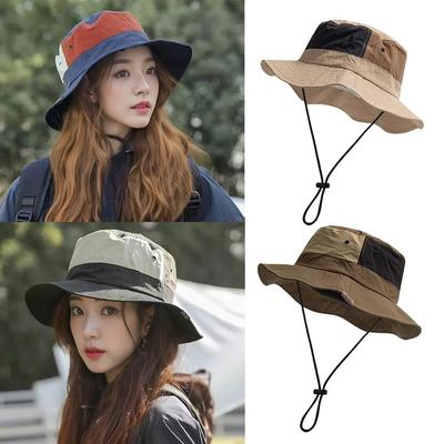 Outdoor Travel Hiking Cap Sun Protection Breathable Sun Hat Wide Brim Adjustable Windproof Rope Quick-dry Soft Fisherman Cap