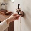 Drill Free Curtain Rod Holders Wood Hair Accessories Holder, Wall Mounted Self Adhesive Hook, Boho Style Interior Decor Bohemian Bracket for