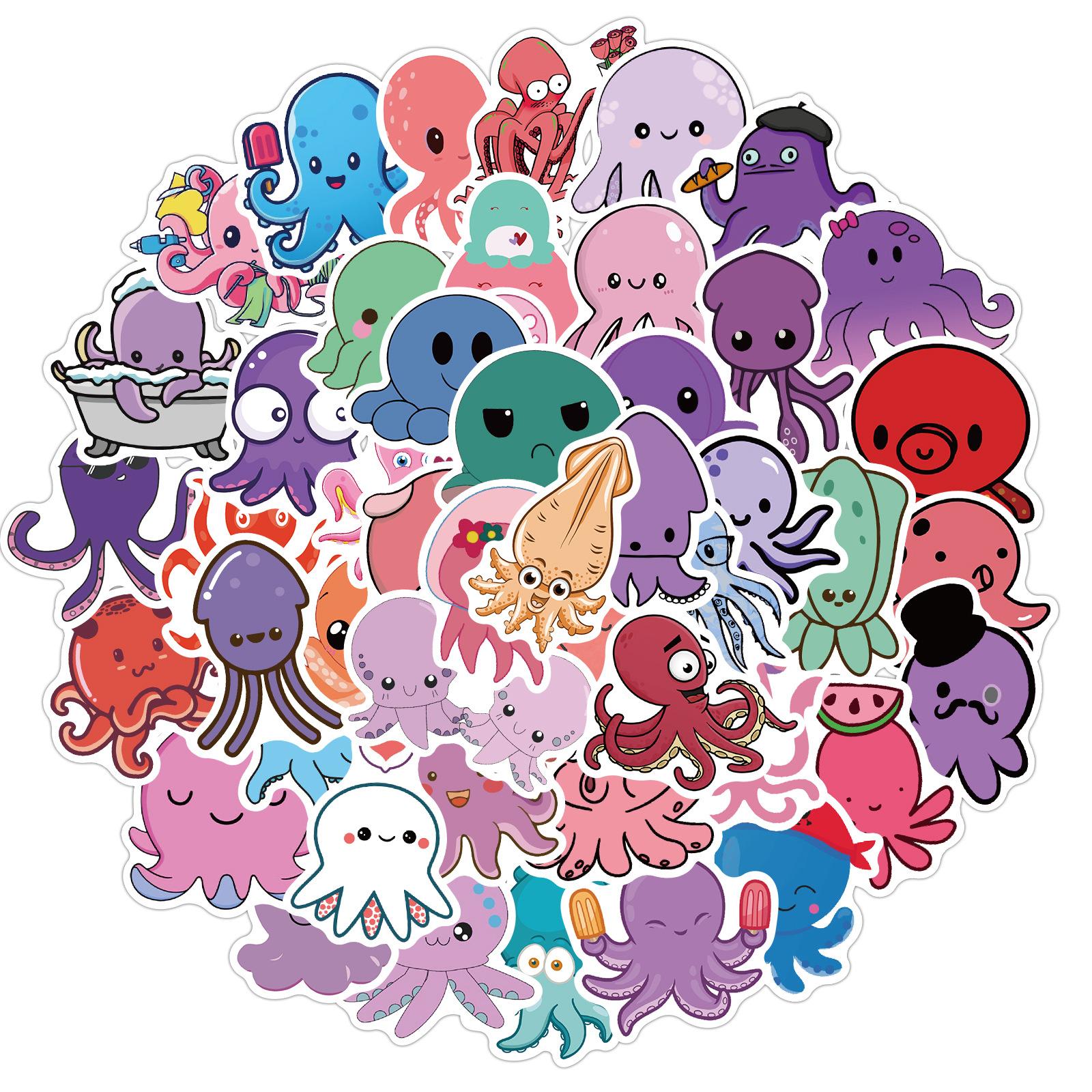 

50 Cute Animal Octopus Stickers Luggage Motorcycle Trolley Case Notebook Waterproof Stickers