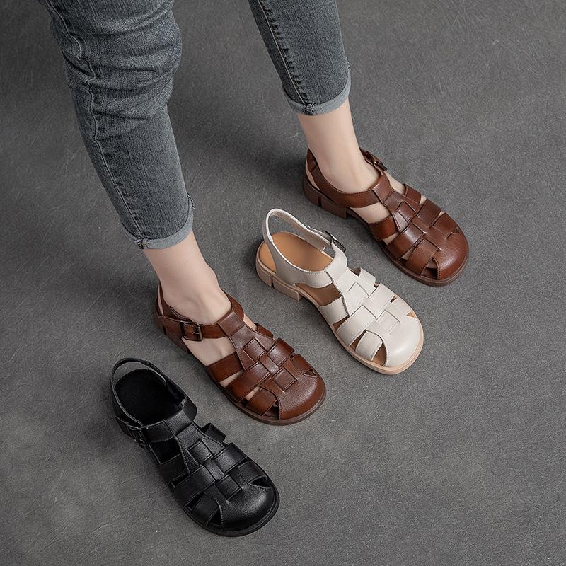 Fashion GKTINOO Sandals Women Closed Toe Wear 2025 Summer New Buckle Women Roman Shoes Casual Thick Heels Women's Sandals