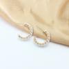 Gold Imitation Pearl C-Typed Drop Earrings for Women Sweet Jewelry Accessory Valentine's Day Girl Gift