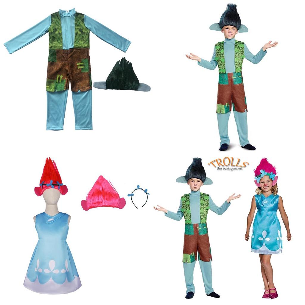 Bsrlons Children's Cosplay Magic Hair Elf Performance Costume Poppy And Branch Stage Outfit Summer)