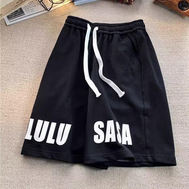 Binchi Lighting Appliances Retro senior shorts heren zomer veelzijdig vijfpunts broek trendy merk joggingbroek 5XL zwart