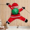 Hanging Christmas Inflatable with LED Lights, Climbing Santa Outdoor Yard Decoration, Green Backpack for Home Garden Festival