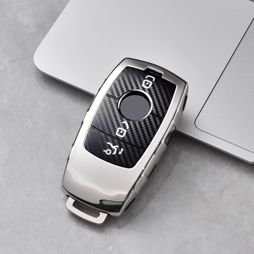 [OATSBASF] Benz Key Case, Benz Key Cover, Carbon Fiber, 360° Full Protection, Scratch Prevention,