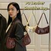 Vintage Women's Armpit Bag Double Pockets Zipper Handbag Pu Leather Shoulder Bag  Spicy Girls