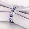 Simple Row Diamond Synthetic Sapphire Ring Female Colored Treasure Open Engagement Ring