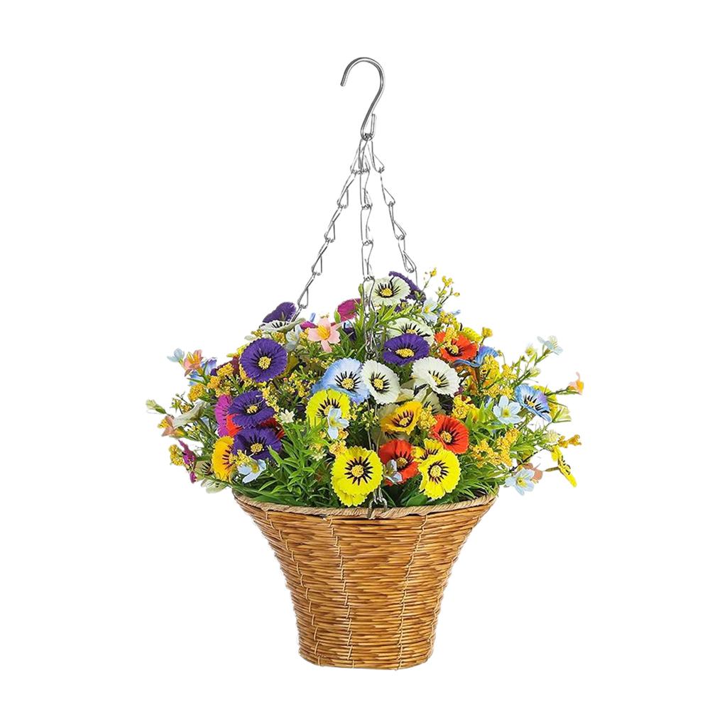 New Artificial Hanging Flowers In Basket Silk Fake Flowers Chain Hanging Basket Flowerpot Wedding Home Party DIY Decoration