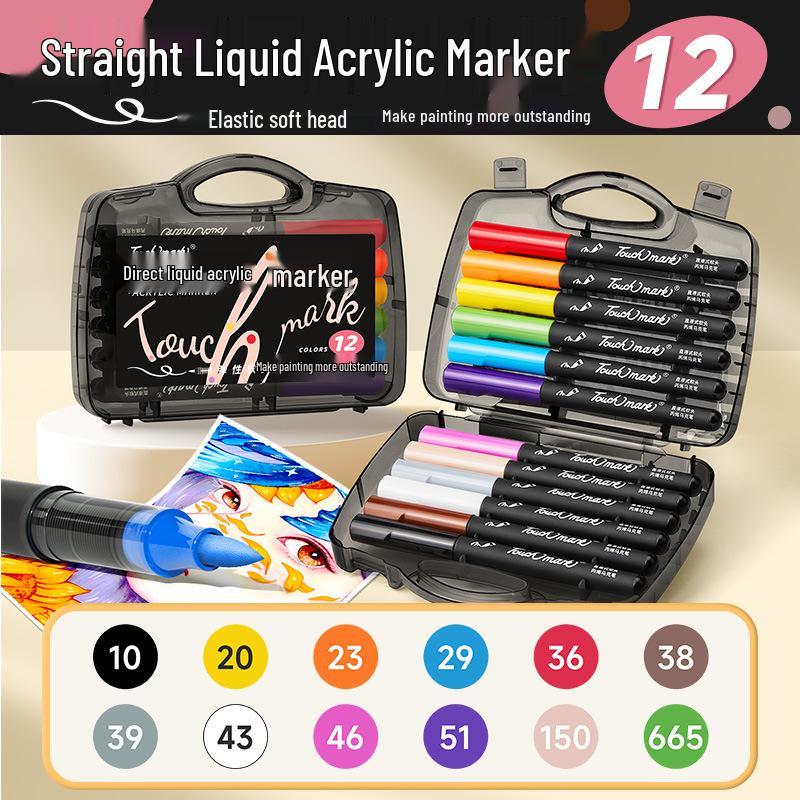 

Taichi Touchmark Little Black Box Acrylic Marker Set for Students & Children - Soft Tip Art Pens