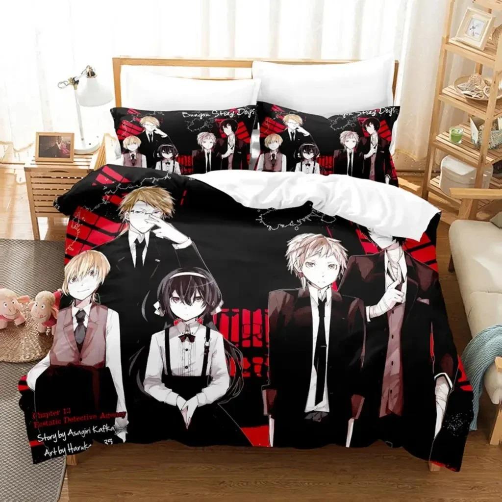 Anime Dazai Bungo Stray Dogs Bedding Set Boys Girls Twin Queen Size Duvet Cover Pillowcase Bed Kids Adult Home Textile