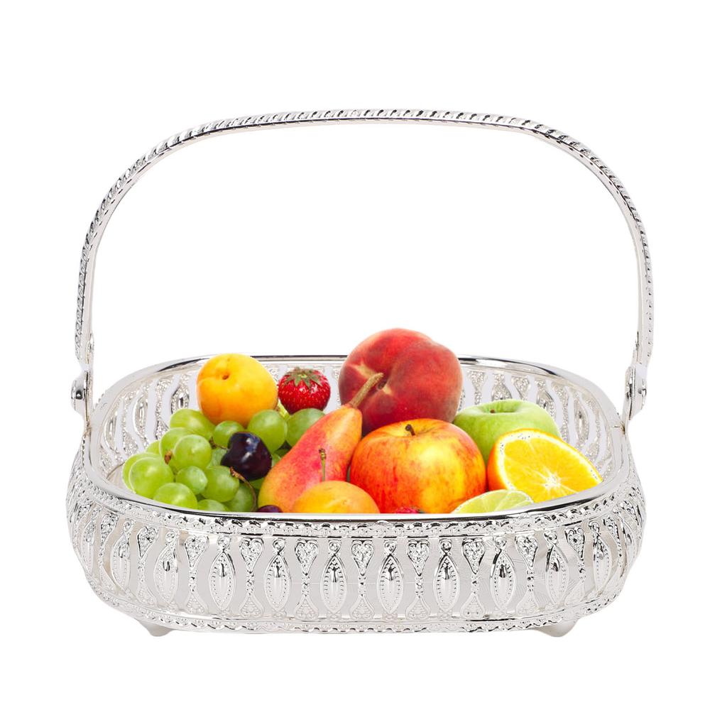 Metall Obst Servierschale Tablett Teller mit Griff Küche Esstisch Dekoration Aufbewahrungsbehälter