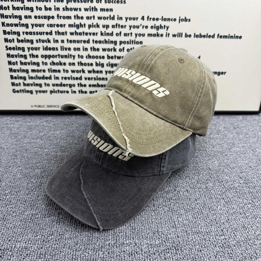 Broken edge letter embroidery baseball cap spring and summer versatile soft top cap ins trendy brand sunshade face small sunscreen cap