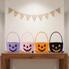 Halloween Storage Basket Handheld Candy Bag with Pumpkin Face Print for Snacks Treats and Decorative Use for Parties Events