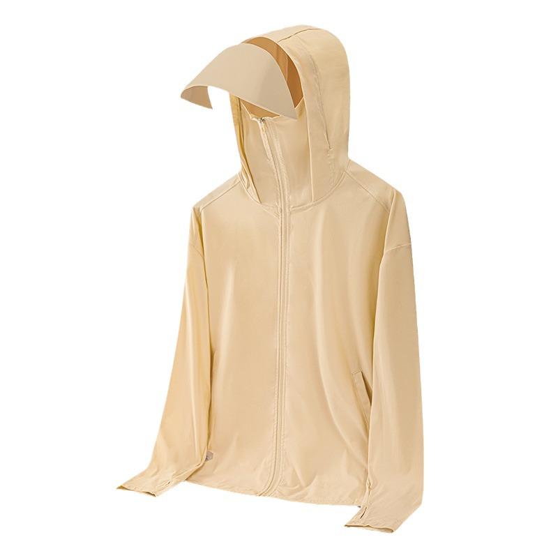 UPF50+ Zomerzonnebeschermingsshirt met Capuchon van IJszijde voor Koppels - Hoge Elasticiteit, 77% Nylon, 23% Spandex.