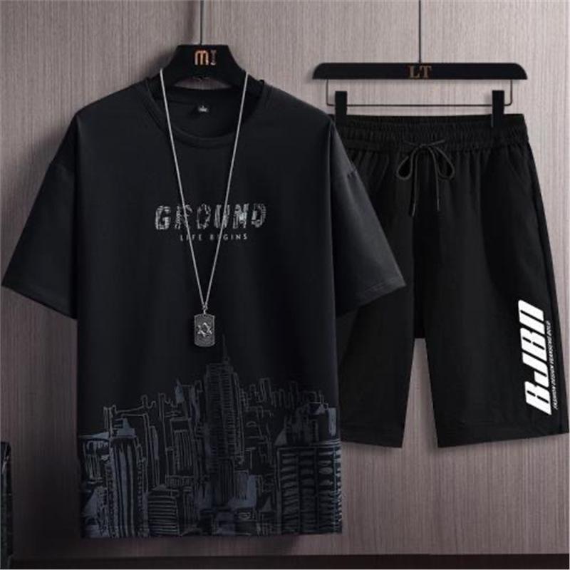 Men's Summer Quick-Dry Ice Silk T-Shirt & Shorts Set