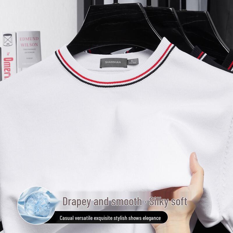 SHANSHAN Men s Ice Cool Smooth Knit Short Sleeve T-Shirt 2XL