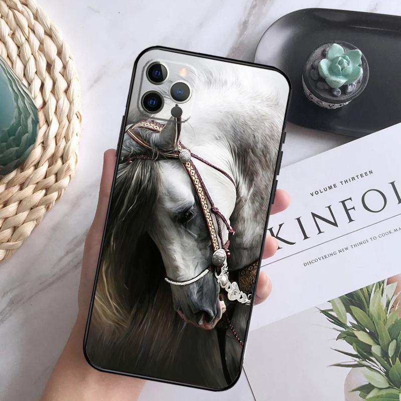 Horse Animal Case For iPhone 15 11 12 13 14 Pro Max XS XR X 7 8 Plus 12 13 Mini 16 Pro Max Soft Cover