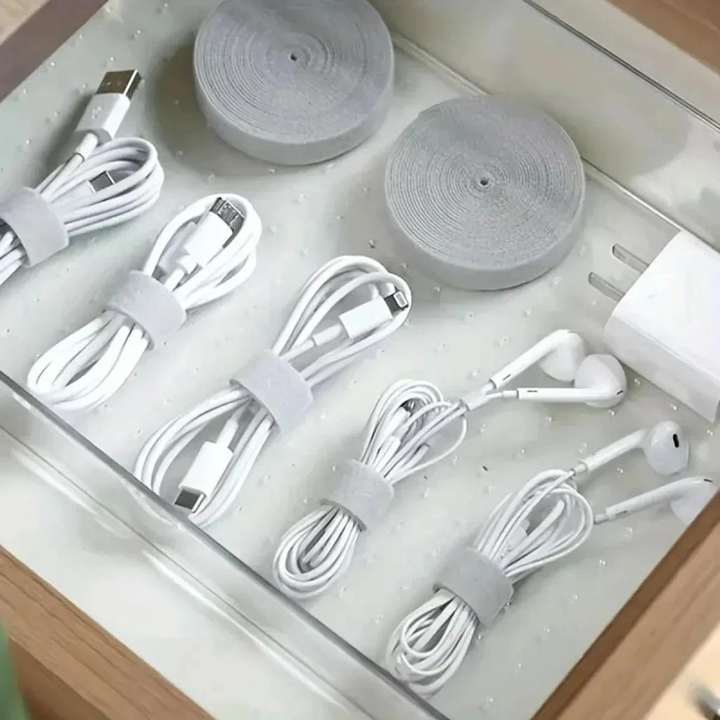 Organizador de cables con cierre de gancho y bucle de 5M, bridas para cables, enrollador de cables, Protector de gestión de Cables USB, bridas para cables de auriculares y ratones