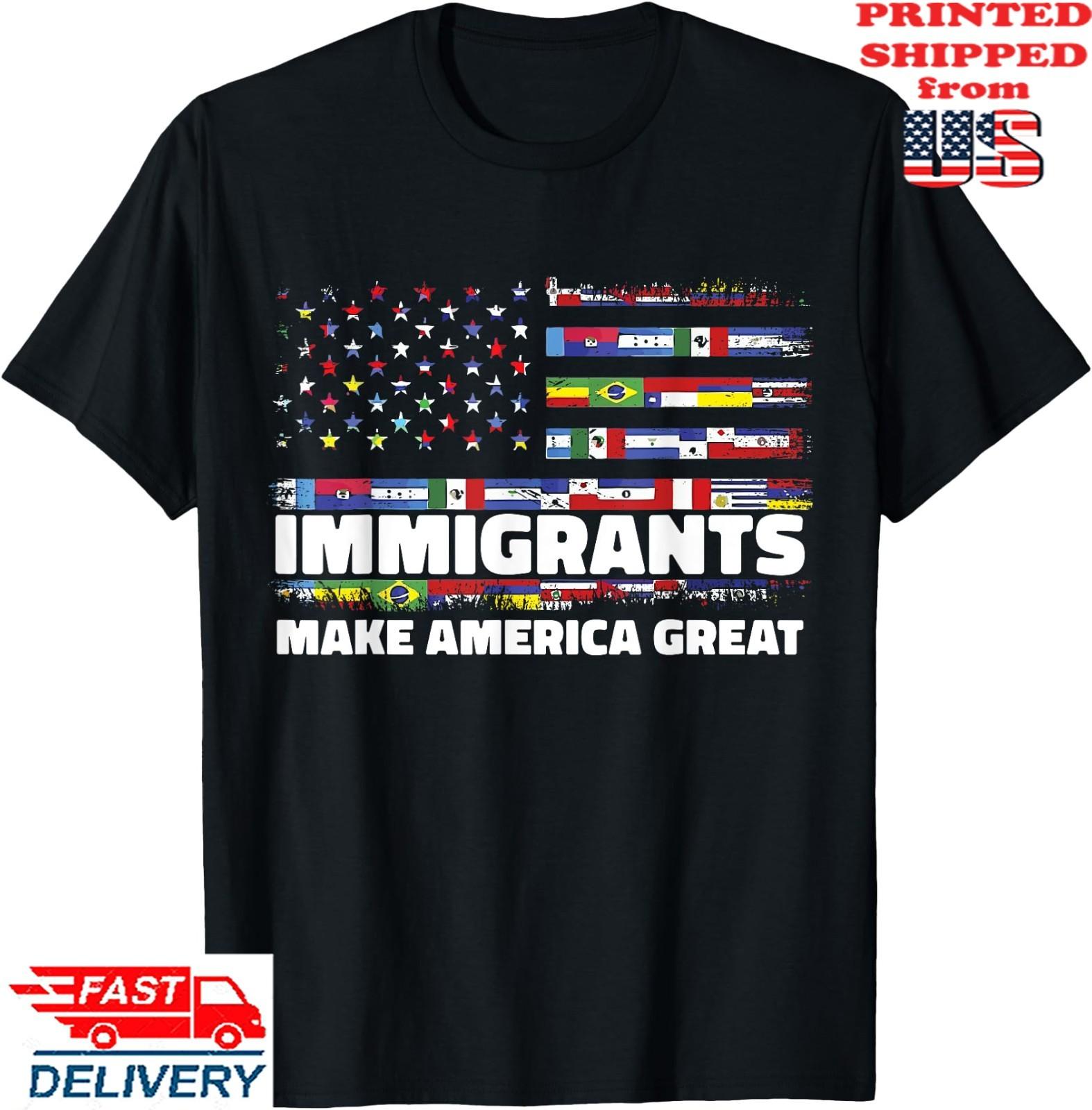 Immigrants Make America Great Immigrants Mexico USA Flag T-T-Shirt , Unisex Tee S