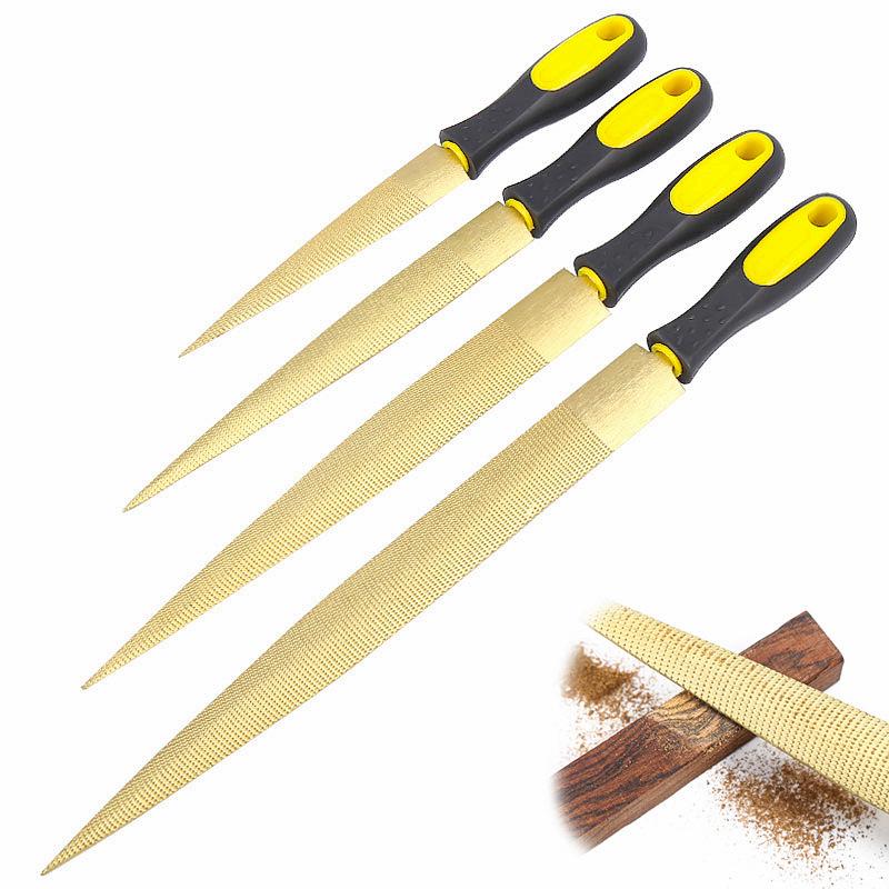 Golden Double-Sided Medium Tooth Woodworking File with Rosewood Handle 4-inch