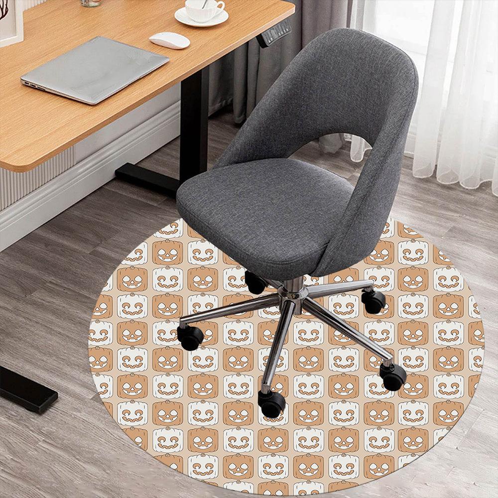 

1pc Pumpkin Halloween Round Chair mat Area Rug - Non-Slip, Floor Mat for Office, Bedroom, and Indoor Decor -1002077 80cm by 80cm