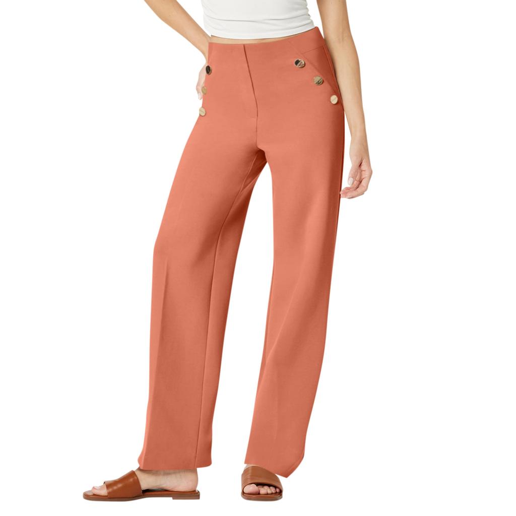 Button Wide Leg Pant Women'S Wide-Leg Pants High-Waisted Trousers With Pockets Stretch Pants Comfortable Casual Trousers