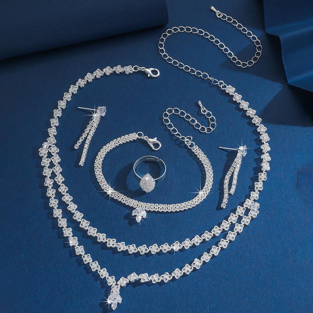 Set Necklace Earrings Bracelet Fashion Jewelry Copper Zircon High Sense Wedding Season Girl
