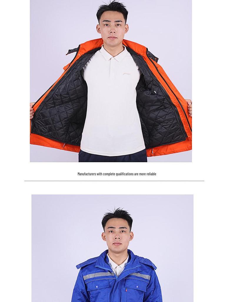 Men's Winter Antistatic Reflective Cotton-Padded Jacket for Cold Storage Workwear