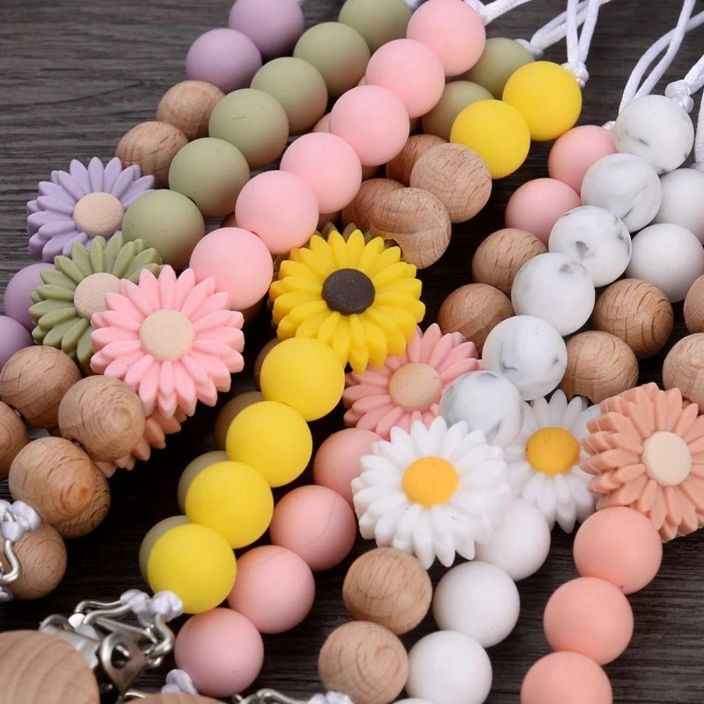 Wood Pacifier Holder Clips Dummy Clips Baby Teething Toys Straps Cute Baby Pacifier Chain  Toddler
