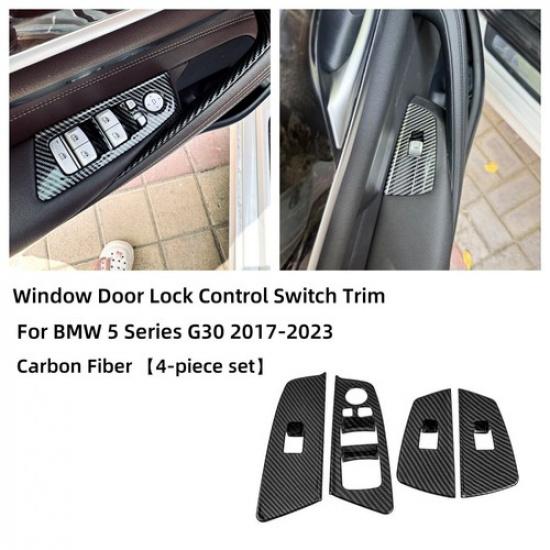 4PCS For BMW G30 520i 530i Carbon Fiber Car Window Lift Panel Switch Trim Cover