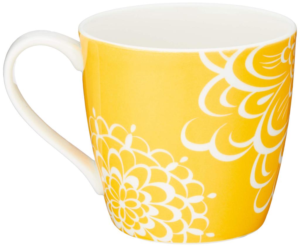 NARUMI Day+ Mug, 340cc, Yellow, Floral Print, Cute, Large, Microwave, Oven, and Dishwasher Safe, Gift Boxed, 41281-2889
