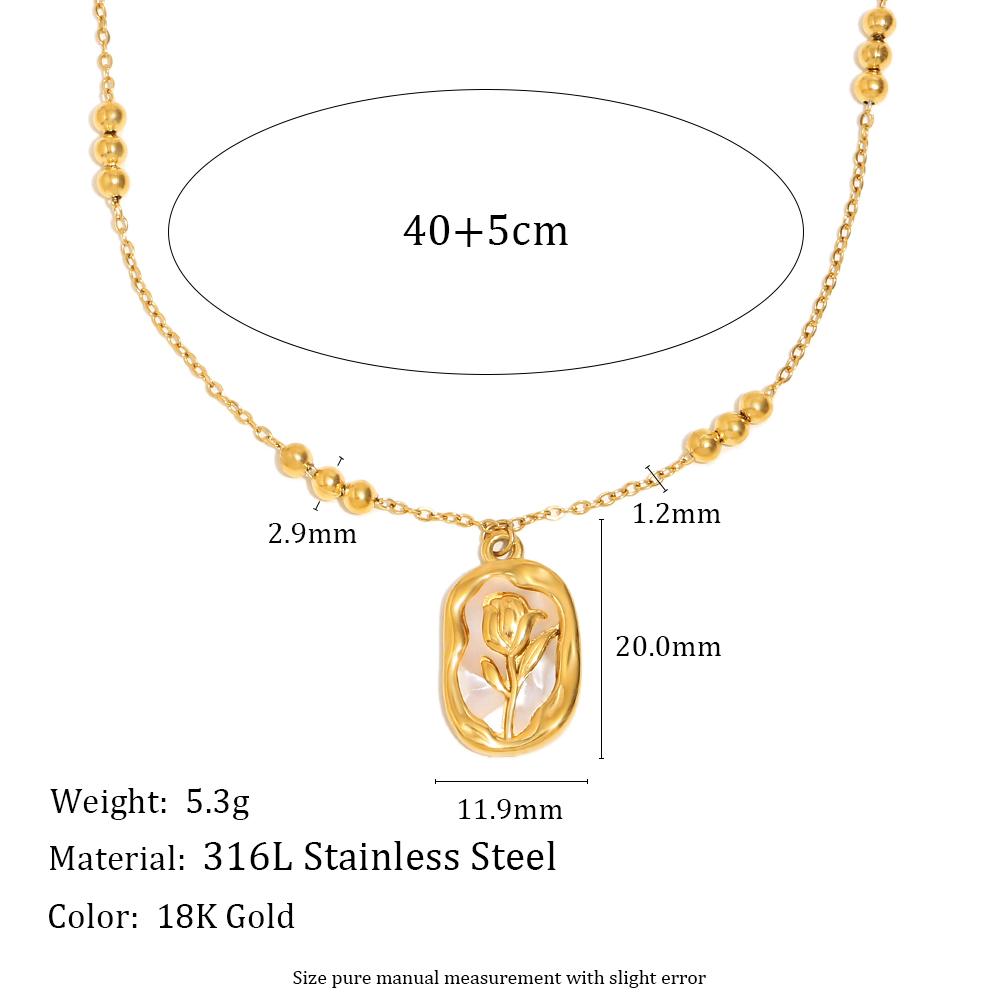 

MamacitaSlay 316L Stainless Steel Tulip Flower Necklace 18K Gold Plated Waterproof Minimalist Jewelry For Women Everyday Wear 45cm золотой