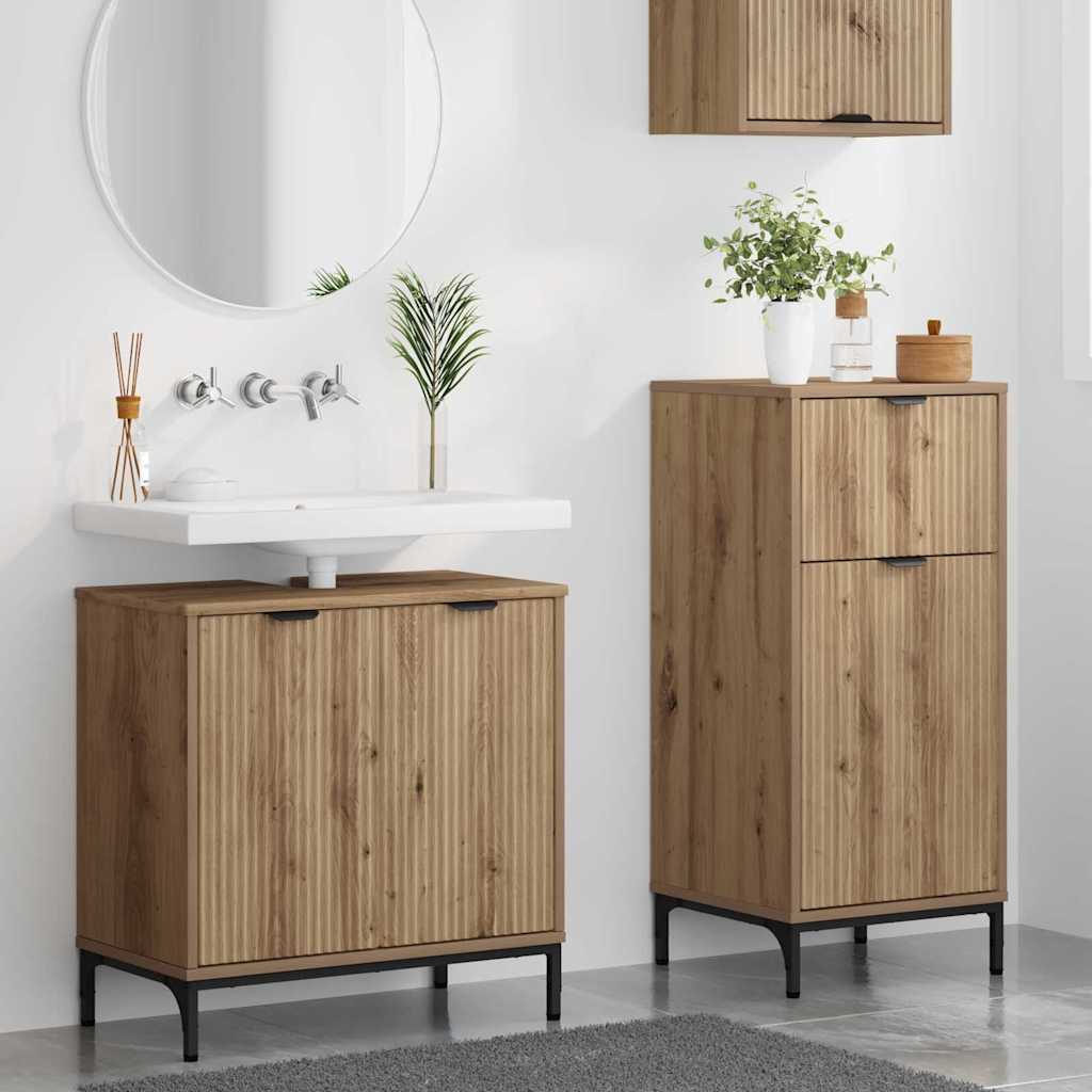 Bathroom Furniture Set 2 pcs Artisan Oak Plywood and Metal