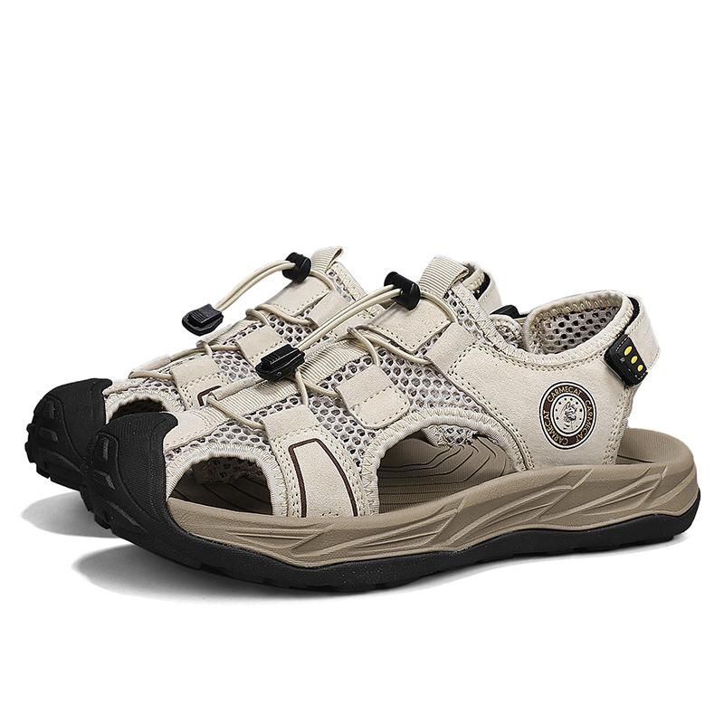 Fashion 2025 New Vintage Men's Sport Sandals Summer Outdoors Hiking Mesh Shoes Breathable Fashion Casual Sneakers Soft Bottom Male Flats