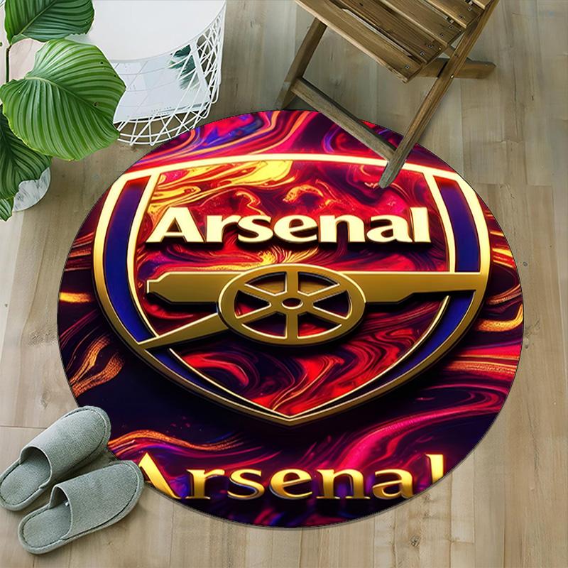 1pc A-Arsenal Carpet, Round Rug, Comfortable, Suitable for Entryways, Living Rooms, Office, And Bedrooms, Christmas Decoration